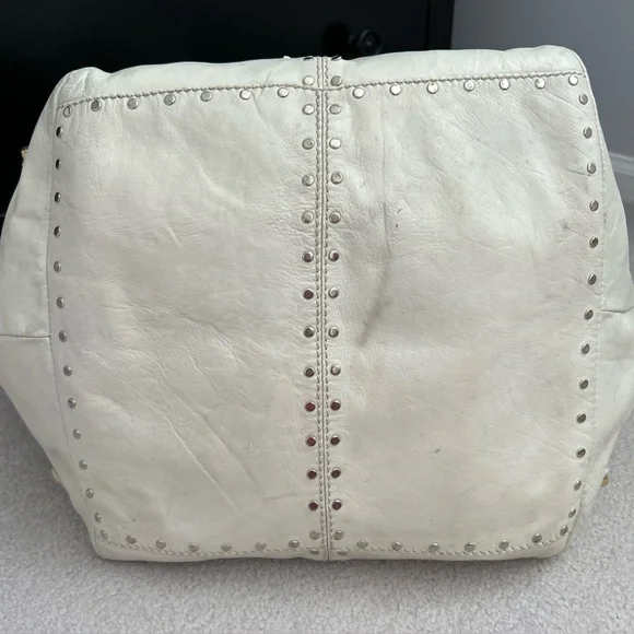 ❗️SOLD❗️ Jimmy Choo Lohla Jane Hobo Bag Ivory Studded Leather Python Snakeskin - Picture 5 of 9